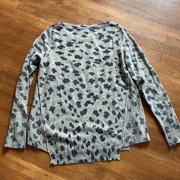 Rebecca Taylor Leopard Print Lambswool Modal Cashmere Blend Tunic Length Sweater - Picture 4 of 4